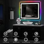 Miroir de salle de bain antibuée rétroéclairé RVB et à éclairage frontal LED