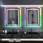 Miroir de salle de bain antibuée rétroéclairé RVB et à éclairage frontal LED