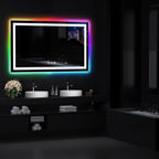 Miroir de salle de bain antibuée rétroéclairé RVB et à éclairage frontal LED