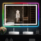 Miroir de salle de bain antibuée rétroéclairé RVB et à éclairage frontal LED