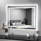 Miroir de salle de bain antibuée rétroéclairé RVB et à éclairage frontal LED