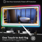 Miroir de salle de bain antibuée rétroéclairé RVB et à éclairage frontal LED