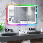 Miroir de salle de bain antibuée rétroéclairé RVB et à éclairage frontal LED
