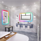 Miroir de salle de bain antibuée rétroéclairé RVB et à éclairage frontal LED