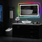Miroir de salle de bain antibuée rétroéclairé RVB et à éclairage frontal LED