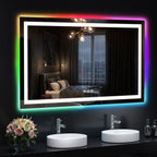 Miroir de salle de bain antibuée rétroéclairé RVB et à éclairage frontal LED