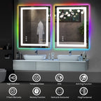 Miroir de salle de bain antibuée rétroéclairé RVB et à éclairage frontal LED