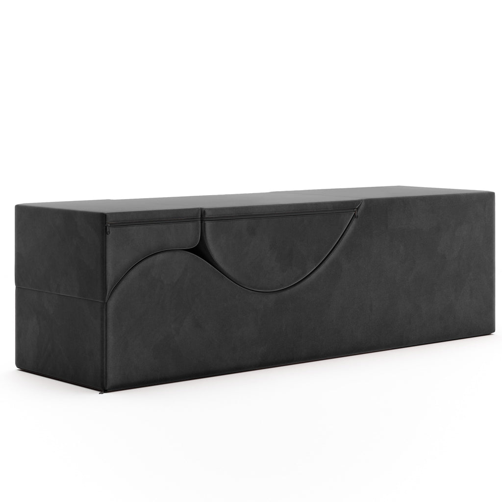 Chaise longue convertible Avana Kami / Yoga et massage - Ottomane 2 en 1 avec fauteuil de yoga pliable dissimulé, microvelours - N/A