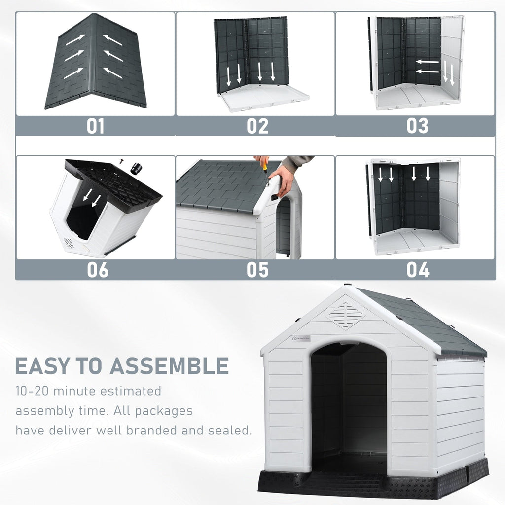 Niche en plastique Bossin pour chiens de petite et grande taille, niche isolée pour l'intérieur et l'extérieur, abri pour chiots avec plancher surélevé