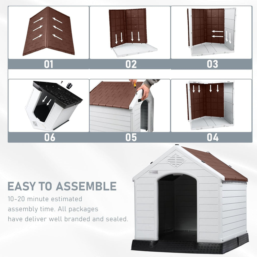 Niche en plastique Bossin pour chiens de petite et grande taille, niche isolée pour l'intérieur et l'extérieur, abri pour chiots avec plancher surélevé