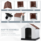 Niche en plastique Bossin pour chiens de petite et grande taille, niche isolée pour l'intérieur et l'extérieur, abri pour chiots avec plancher surélevé
