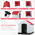 Niche en plastique Bossin pour chiens de petite et grande taille, niche isolée pour l'intérieur et l'extérieur, abri pour chiots avec plancher surélevé