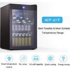 Cave à vin de 4,4 pi³ avec éclairage LED et boutons tactiles, étagères amovibles, moins de 38 dB