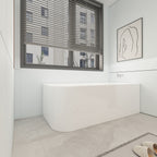 Baignoires autoportantes en acrylique CB HOME 59''/67'', baignoires simples contre le mur, trop-plein gauche/droite