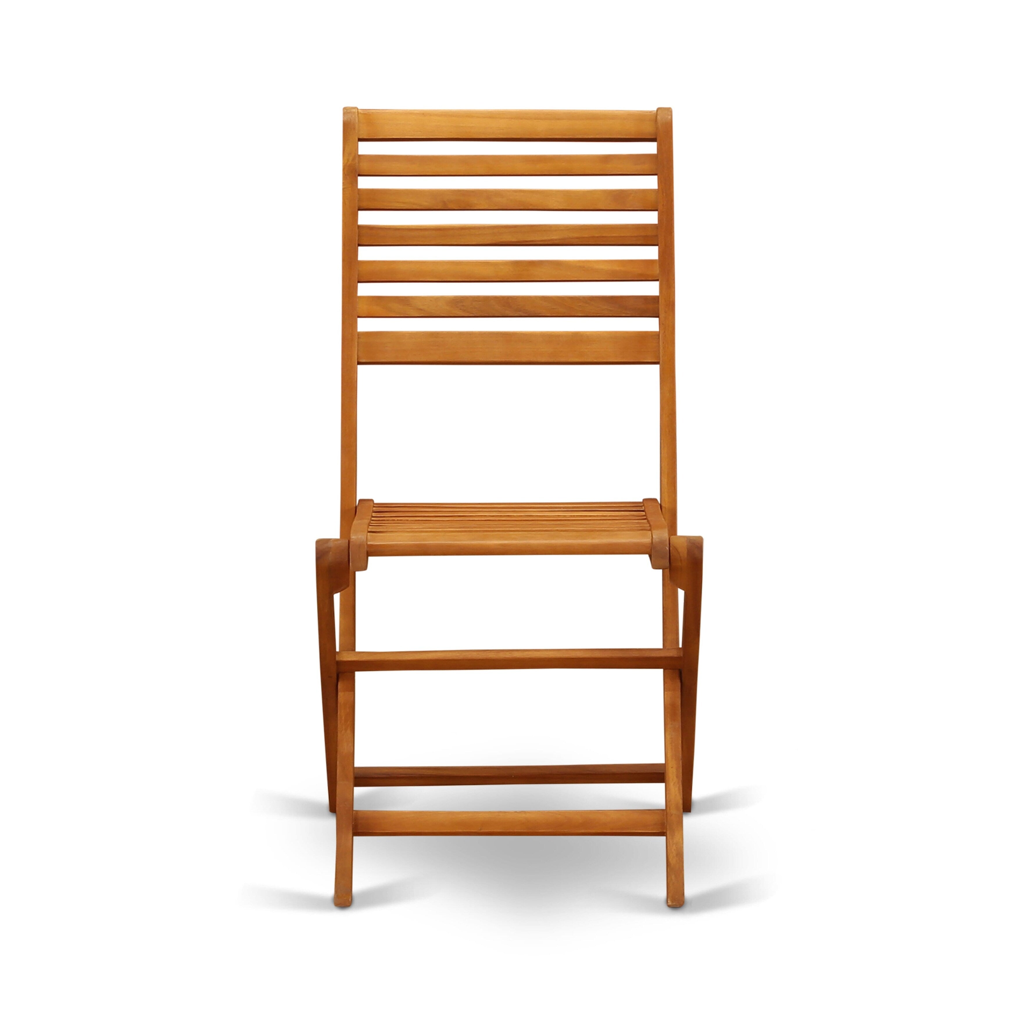 L'ensemble de bistrot de conversation d'extérieur East West Furniture comprend une table basse ronde en bois et 2 chaises pliantes, huile naturelle