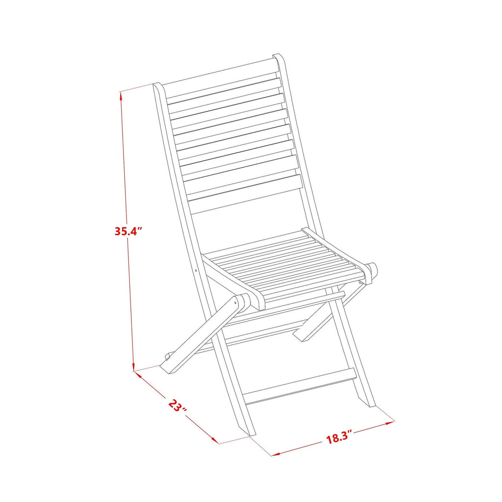 L'ensemble de bistrot de conversation d'extérieur East West Furniture comprend une table basse ronde en bois et 2 chaises pliantes, huile naturelle