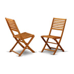 L'ensemble de bistrot de conversation d'extérieur East West Furniture comprend une table basse ronde en bois et 2 chaises pliantes, huile naturelle