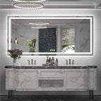 Miroir de salle de bain extra large avec éclairage LED, antibuée, 3 couleurs