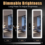 Miroir de sol avec éclairage LED, 64 x 21, miroir pleine longueur avec support, miroir suspendu, miroir mural, miroir intégral