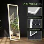 Miroir de sol avec éclairage LED, 64 x 21, miroir pleine longueur avec support, miroir suspendu, miroir mural, miroir intégral