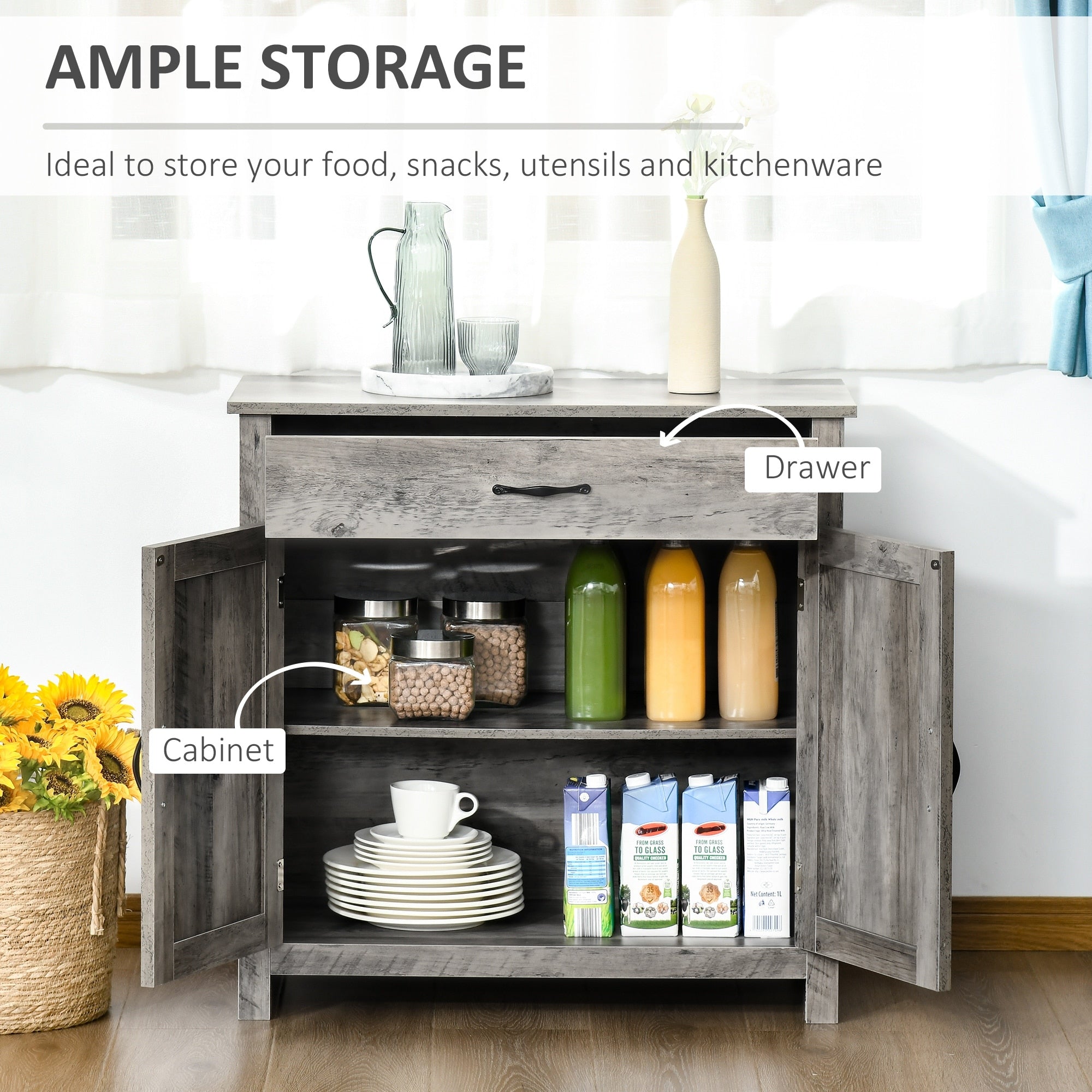 Buffet style grange HOMCOM 32, meuble de rangement buffet, bar à café pour salon ou entrée