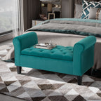 Banc ottoman de rangement capitonné à boutons HOMCOM, banc de lit rembourré avec accoudoirs roulés pour chambre, salon ou couloir