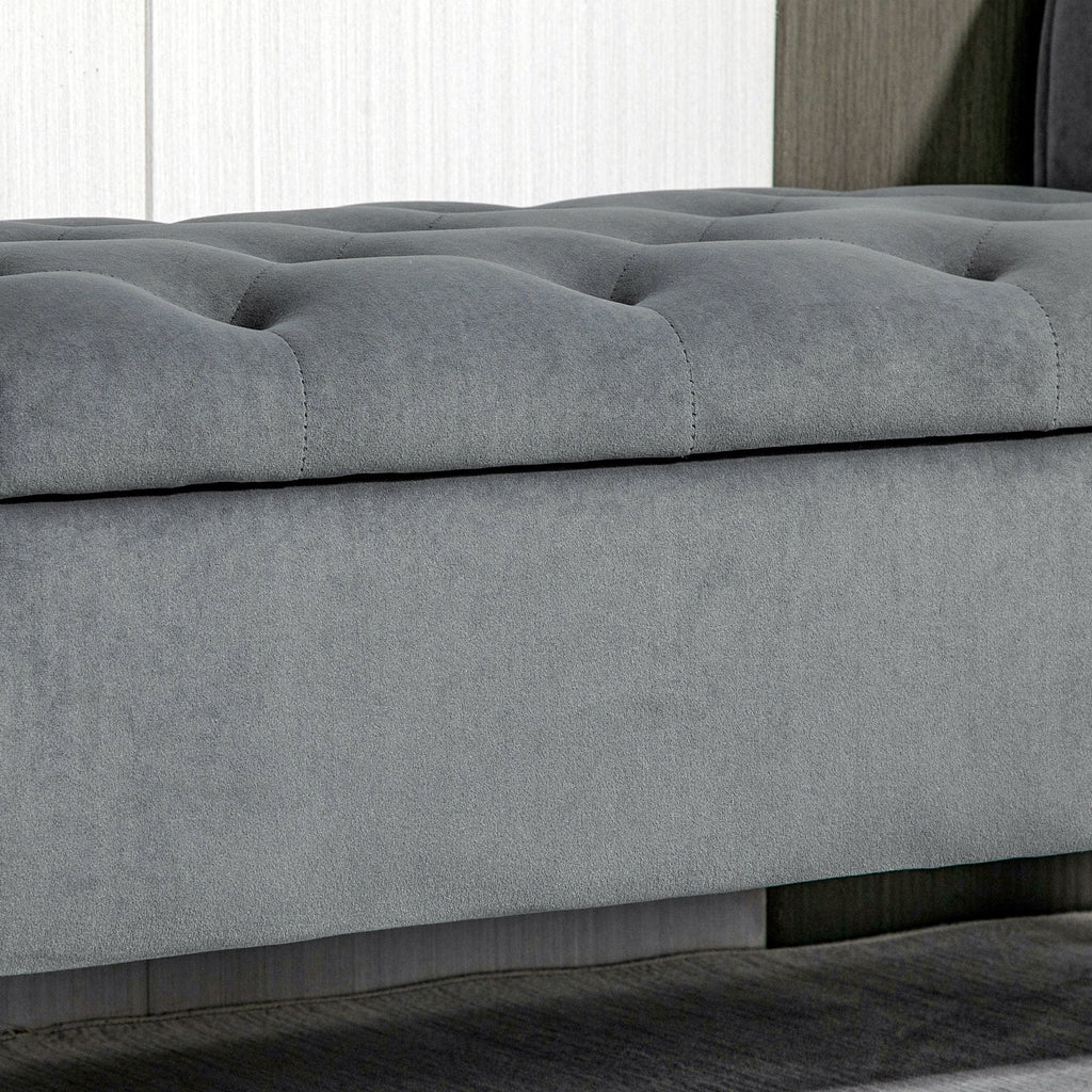 Banc ottoman de rangement capitonné à boutons HOMCOM, banc de lit rembourré avec accoudoirs roulés pour chambre, salon ou couloir