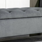 Banc ottoman de rangement capitonné à boutons HOMCOM, banc de lit rembourré avec accoudoirs roulés pour chambre, salon ou couloir