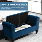 Banc ottoman de rangement capitonné à boutons HOMCOM, banc de lit rembourré avec accoudoirs roulés pour chambre, salon ou couloir