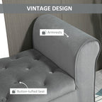 Banc ottoman de rangement capitonné à boutons HOMCOM, banc de lit rembourré avec accoudoirs roulés pour chambre, salon ou couloir