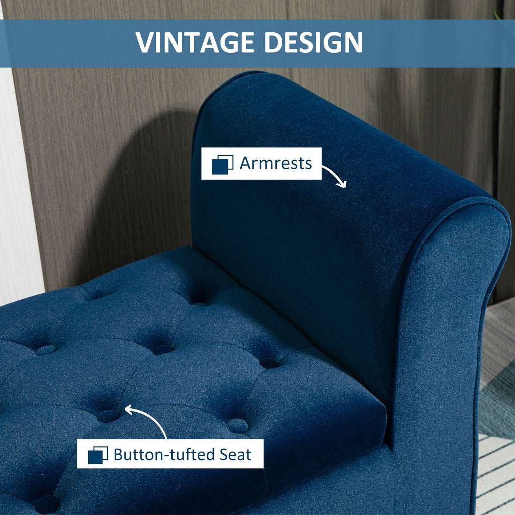 Banc ottoman de rangement capitonné à boutons HOMCOM, banc de lit rembourré avec accoudoirs roulés pour chambre, salon ou couloir
