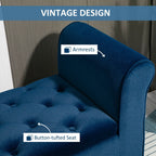 Banc ottoman de rangement capitonné à boutons HOMCOM, banc de lit rembourré avec accoudoirs roulés pour chambre, salon ou couloir