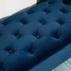 Banc ottoman de rangement capitonné à boutons HOMCOM, banc de lit rembourré avec accoudoirs roulés pour chambre, salon ou couloir