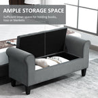 Banc ottoman de rangement capitonné à boutons HOMCOM, banc de lit rembourré avec accoudoirs roulés pour chambre, salon ou couloir