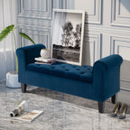 Banc ottoman de rangement capitonné à boutons HOMCOM, banc de lit rembourré avec accoudoirs roulés pour chambre, salon ou couloir