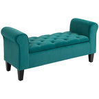 Banc ottoman de rangement capitonné à boutons HOMCOM, banc de lit rembourré avec accoudoirs roulés pour chambre, salon ou couloir