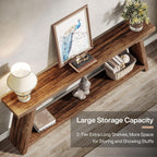 Console de canapé en bois rustique de 70,9 pouces de long avec étagère de rangement
