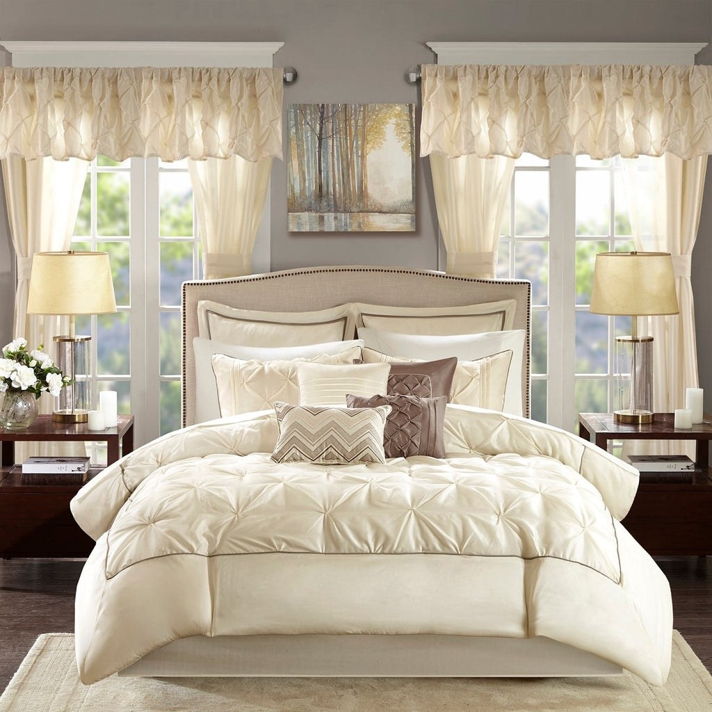 Madison Park Essentials Loretta Ensemble de 24 pièces avec rideaux et draps