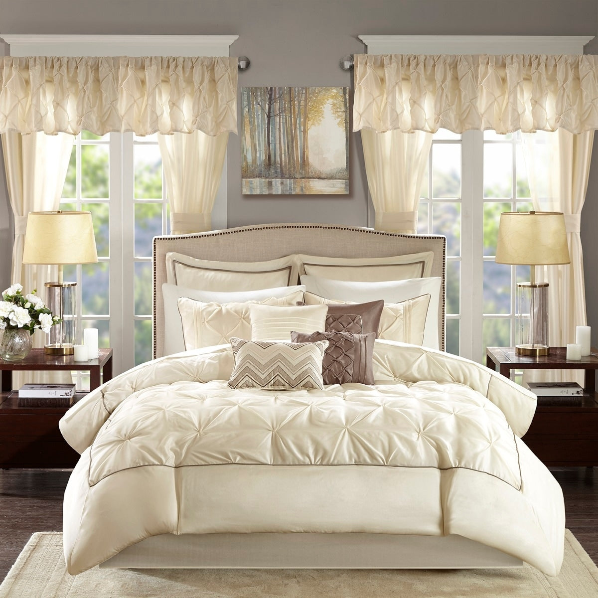 Madison Park Essentials Loretta Ensemble de 24 pièces avec rideaux et draps