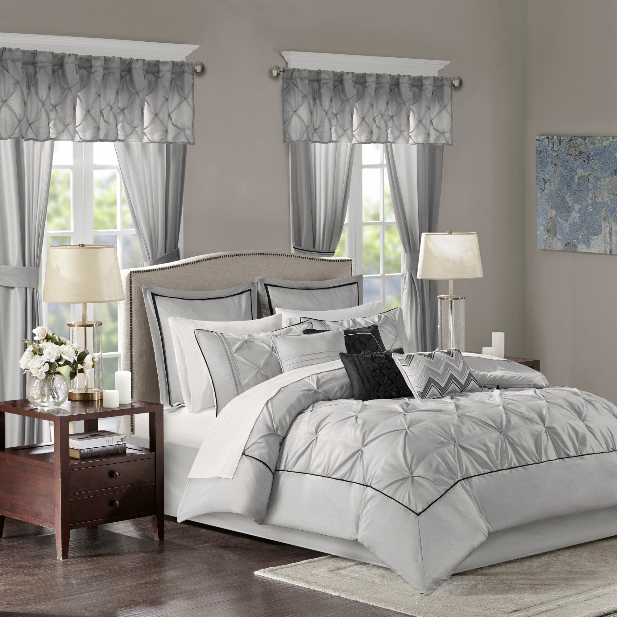 Madison Park Essentials Loretta Ensemble de 24 pièces avec rideaux et draps
