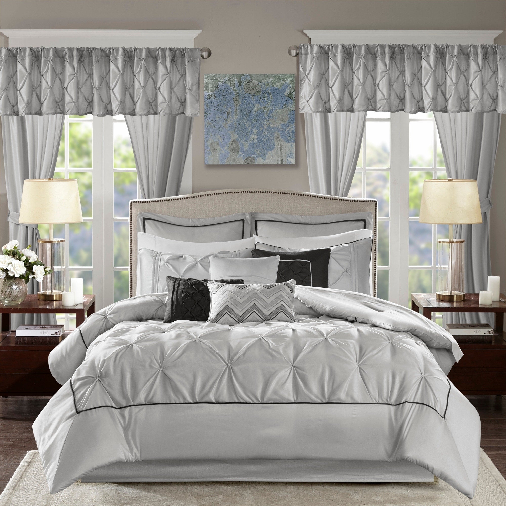 Madison Park Essentials Loretta Ensemble de 24 pièces avec rideaux et draps