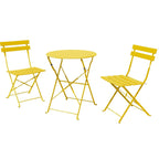 Ensemble bistrot pliant en métal 3 pièces, résistant aux intempéries, pour l'extérieur et l'intérieur, idéal pour la terrasse, la cour et le jardin.