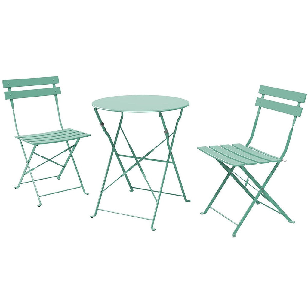 Ensemble bistrot pliant en métal 3 pièces, résistant aux intempéries, pour l'extérieur et l'intérieur, idéal pour la terrasse, la cour et le jardin.