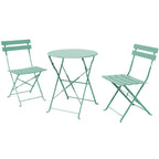 Ensemble bistrot pliant en métal 3 pièces, résistant aux intempéries, pour l'extérieur et l'intérieur, idéal pour la terrasse, la cour et le jardin.