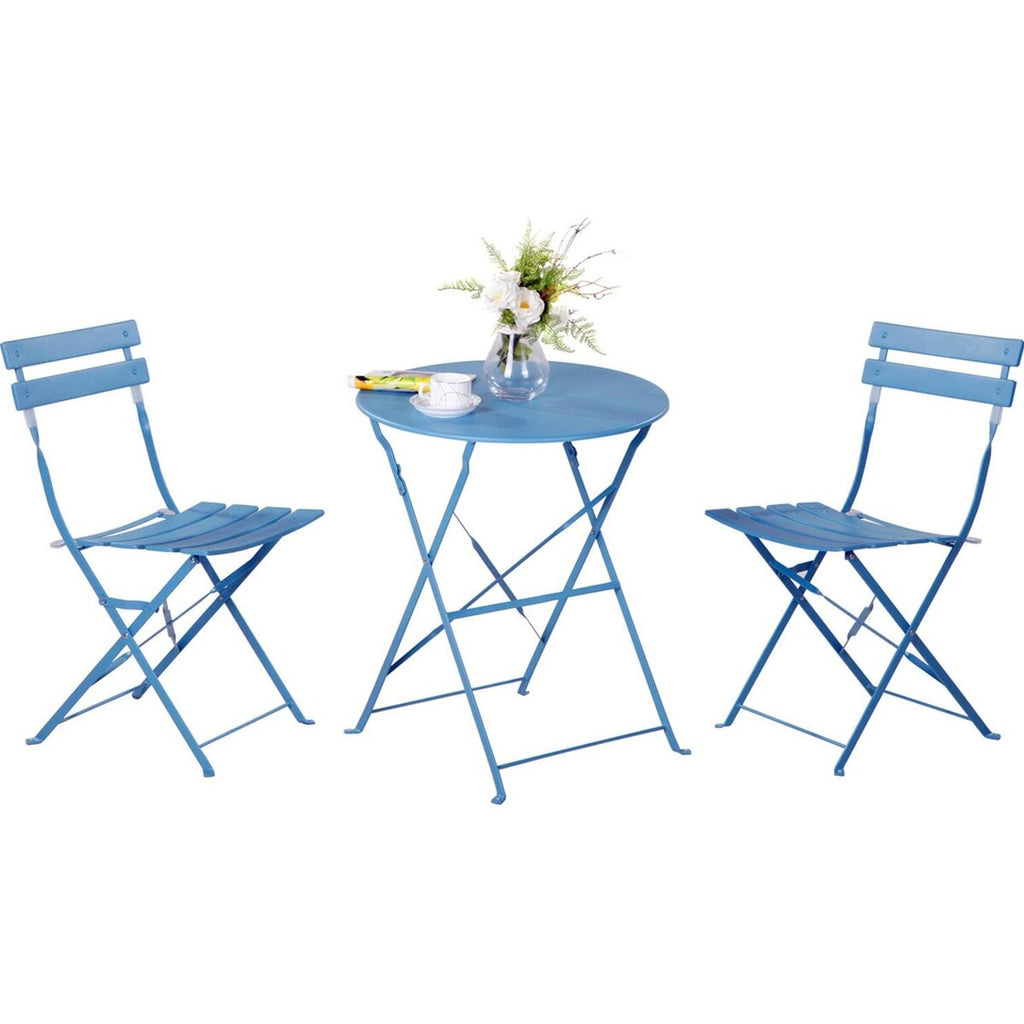 Ensemble bistrot pliant en métal 3 pièces, résistant aux intempéries, pour l'extérieur et l'intérieur, idéal pour la terrasse, la cour et le jardin.