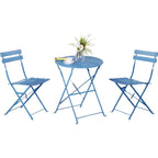 Ensemble bistrot pliant en métal 3 pièces, résistant aux intempéries, pour l'extérieur et l'intérieur, idéal pour la terrasse, la cour et le jardin.