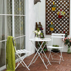 Ensemble bistrot pliant en métal 3 pièces, résistant aux intempéries, pour l'extérieur et l'intérieur, idéal pour la terrasse, la cour et le jardin.