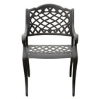 Ensemble de salle à manger d'extérieur moderne et orné en aluminium maillé, grand format hexagonal de 160 cm, avec plateau tournant et six chaises - N/A