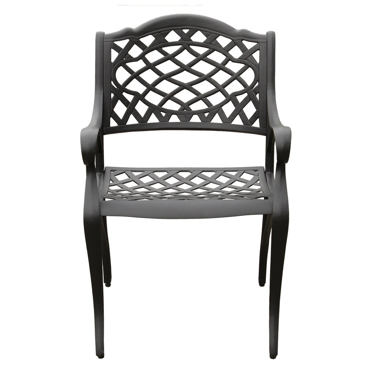 Ensemble de salle à manger d'extérieur moderne et orné en aluminium maillé, grand format hexagonal de 160 cm, avec plateau tournant et six chaises - N/A