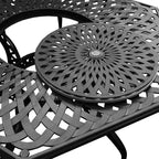 Ensemble de salle à manger d'extérieur moderne et orné en aluminium maillé, grand format hexagonal de 160 cm, avec plateau tournant et six chaises - N/A
